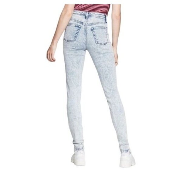 Wild Fable Womens Size 10 High-Waisted Skinny Acid Wash Jeans Button Fly Blue - Picture 6 of 10